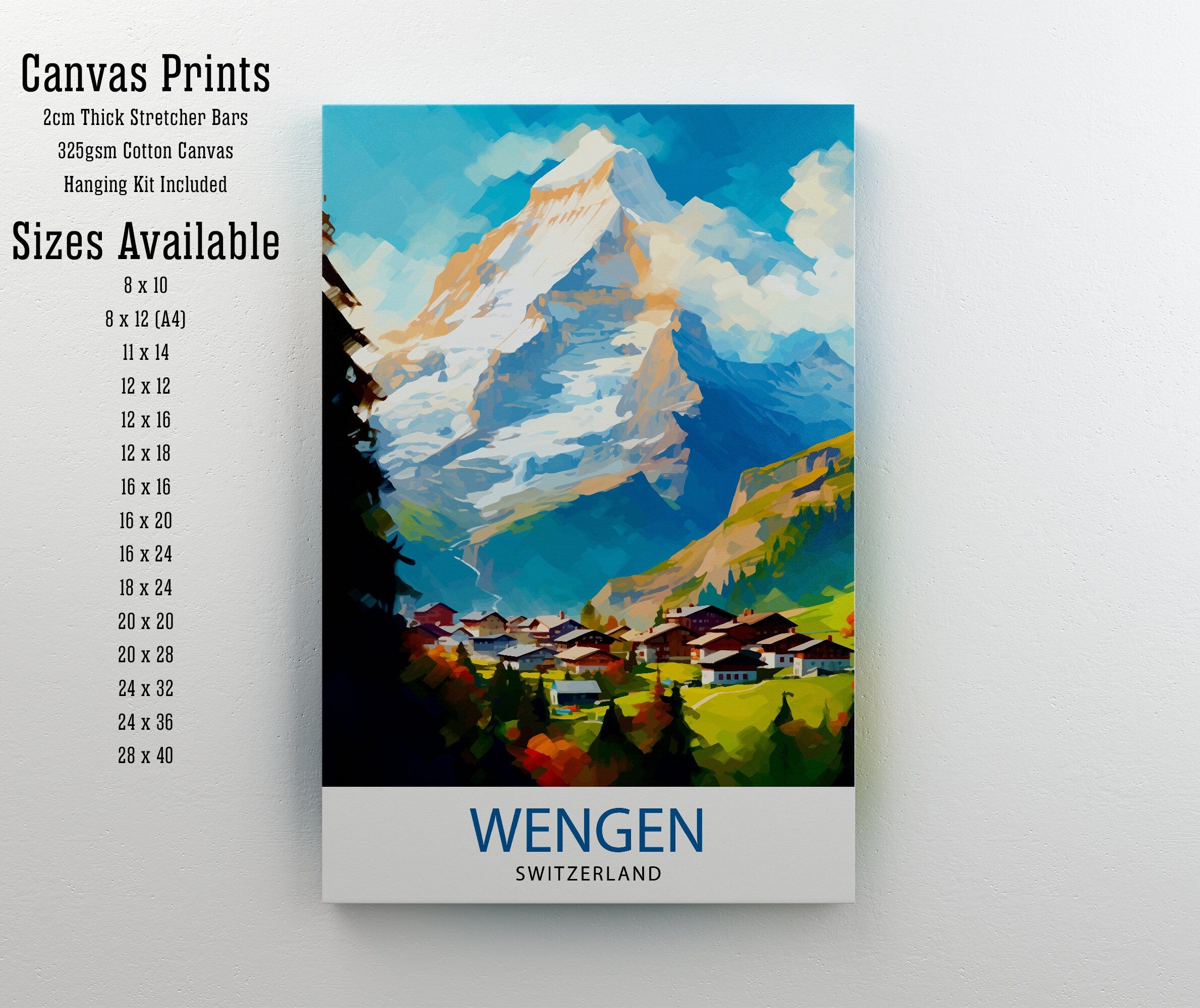 Wengen Switzerland Travel Print Wall Decor Wall Art Wengen Wall Hanging Home Décor Wengen Gift Art Lovers Switzerland Art Lover Gift Print