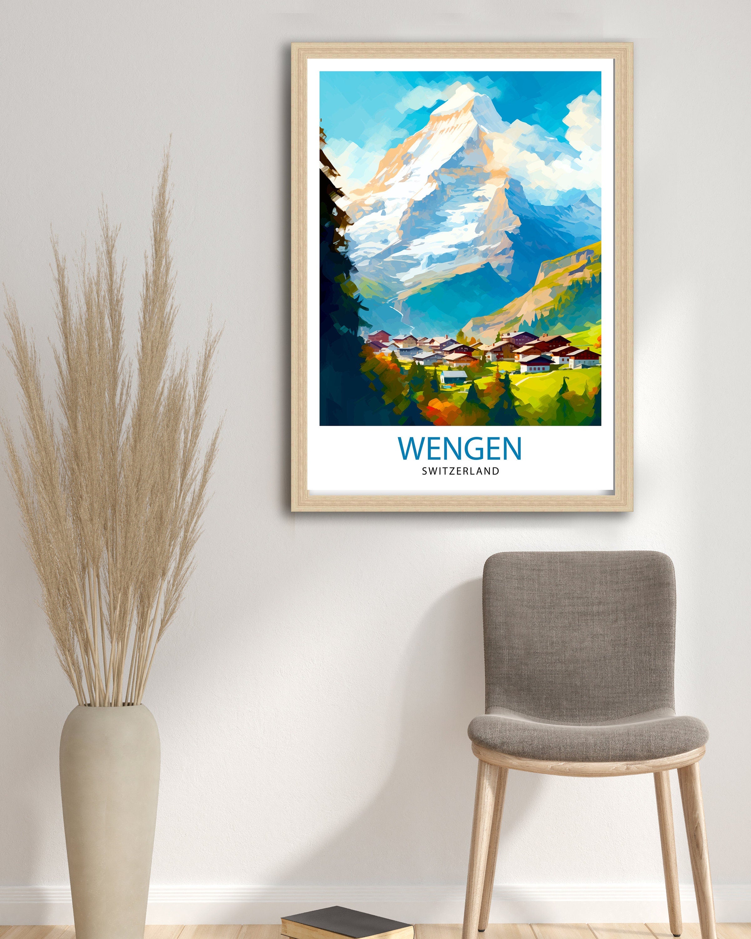 Wengen Switzerland Travel Print Wall Decor Wall Art Wengen Wall Hanging Home Décor Wengen Gift Art Lovers Switzerland Art Lover Gift Print