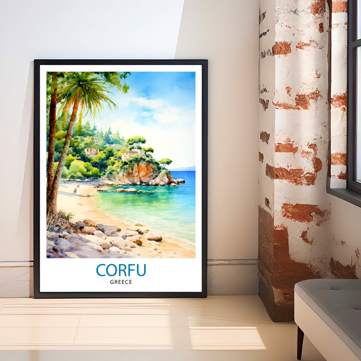 Corfu Greece Travel Print Corfu Island Wall Decor Greek Island Poster Corfu Travel Prints Mediterranean Art Print Corfu Illustration Greece