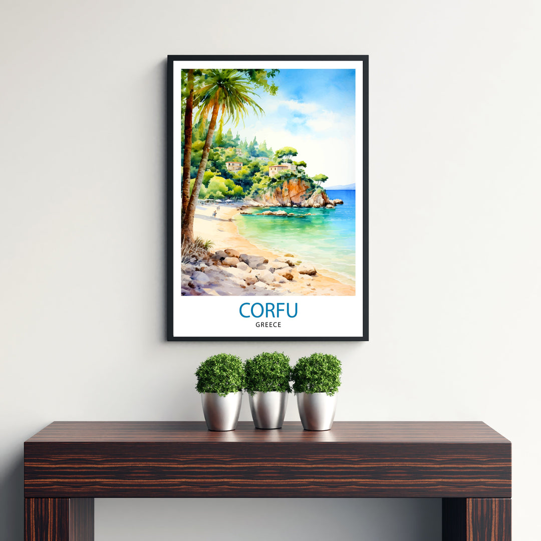 Corfu Greece Travel Print Corfu Island Wall Decor Greek Island Poster Corfu Travel Prints Mediterranean Art Print Corfu Illustration Greece