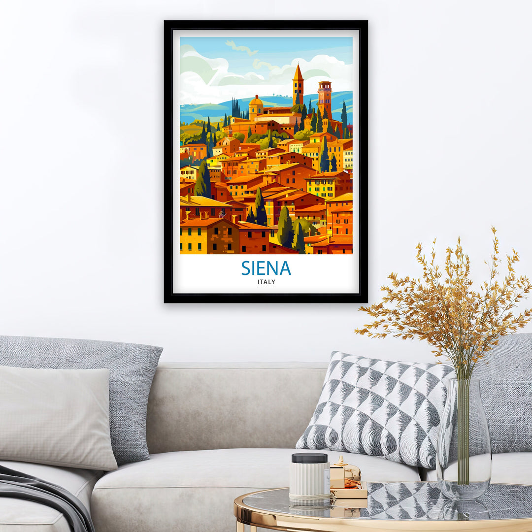 Siena Italy Travel Print Wall Decor Siena Wall Decor Siena Poster Tuscany Travel Prints Siena Art Print Siena Illustration Siena Wall