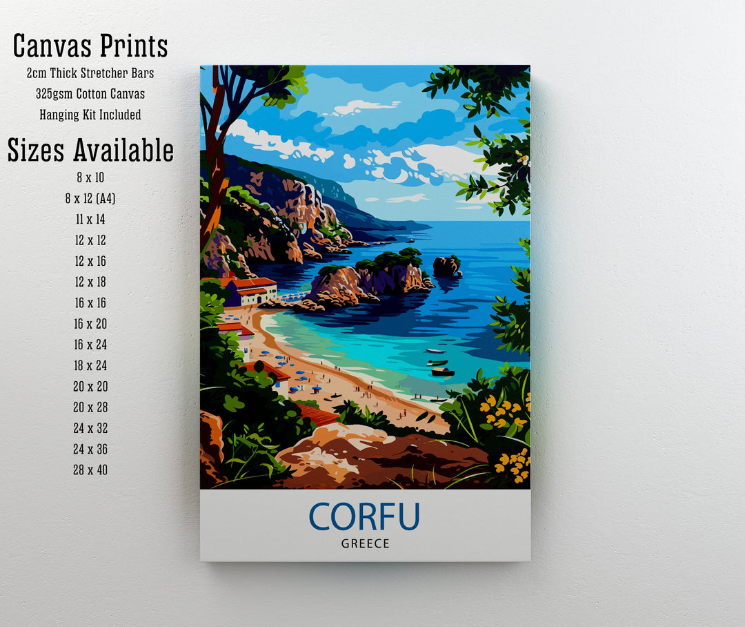 Corfu Greece Travel Print Corfu Island Wall Decor Greek Island Poster Corfu Travel Prints Mediterranean Art Print Corfu Illustration Greece