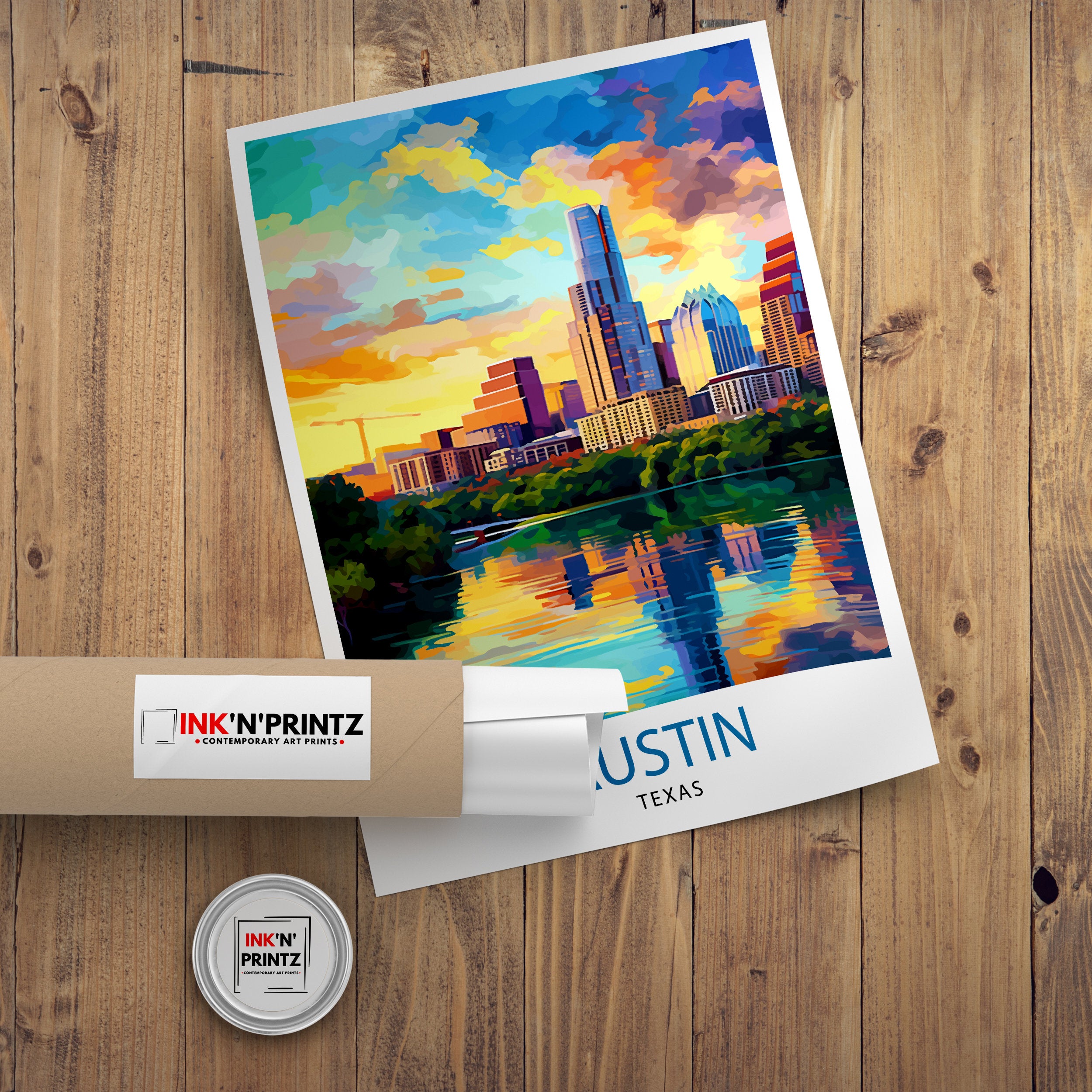 Austin Texas Travel Print Wall Decor Wall Art Austin Wall Hanging Home Décor Austin Gift Art Lovers Texas Art Lover Gift Print Art