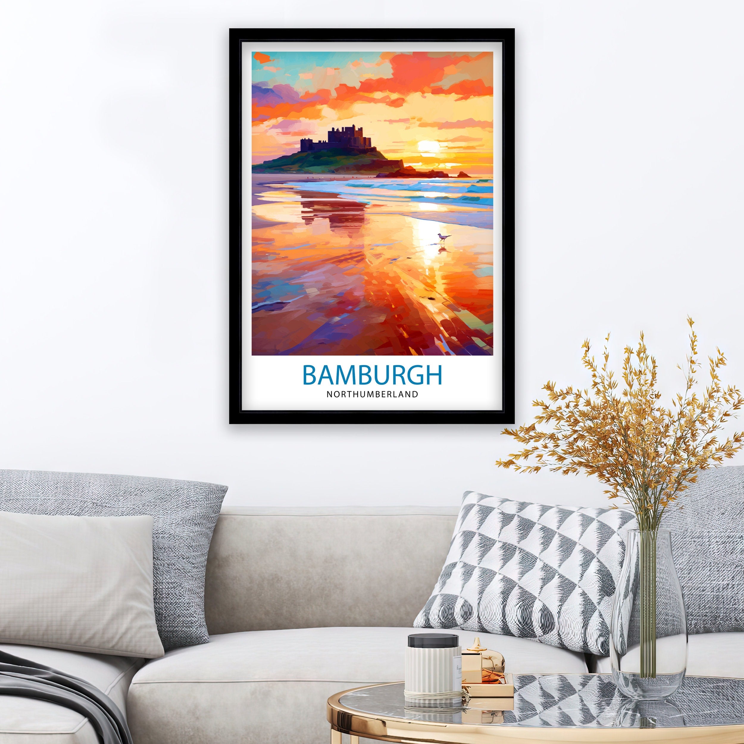 Bamburgh Travel Print Wall Decor Wall Art Bamburgh Wall Hanging Home Décor Bamburgh Gift Art Lovers UK Art Lover Gift Print Art