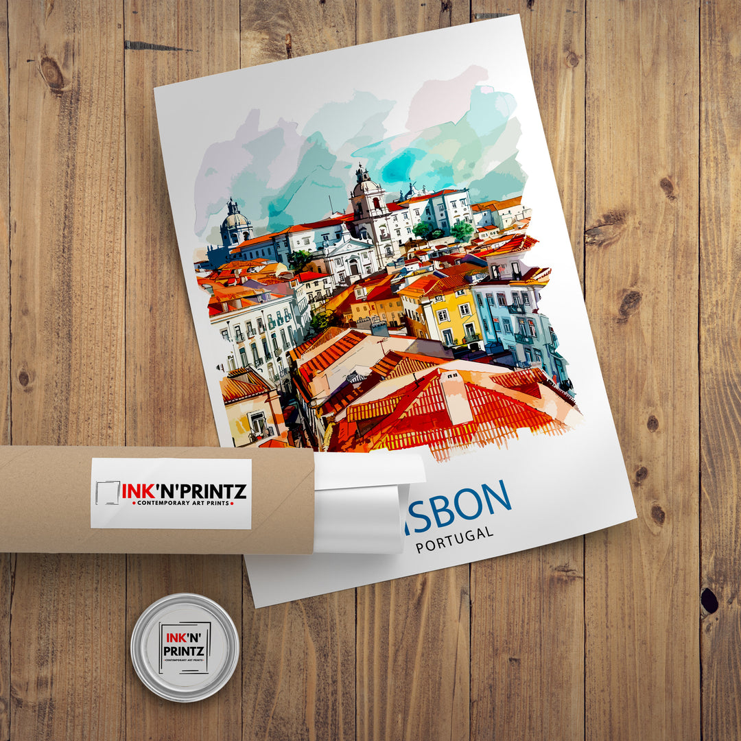 Lisbon Portugal Travel Print Lisbon Wall Decor Lisbon Poster Portugal Travel Prints Lisbon Art Print Lisbon Illustration Lisbon Wall Art