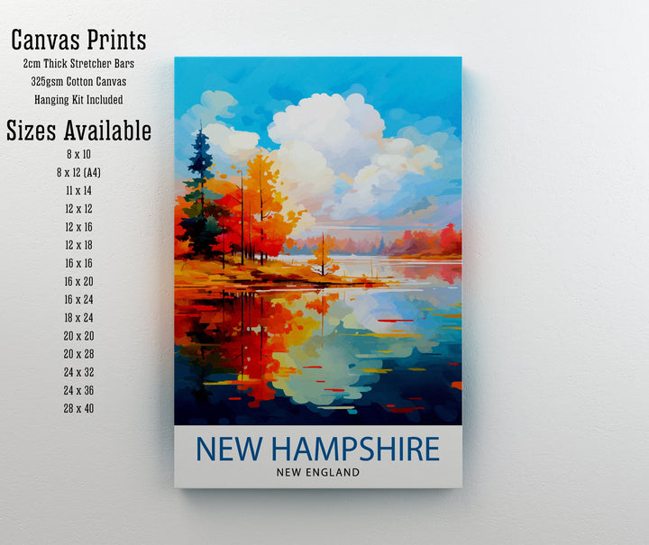 New Hampshire Travel Print Wall Decor Wall Art New Hampshire Wall Hanging Home Décor New Hampshire Gift Art Lovers USA Art Lover Gift Print