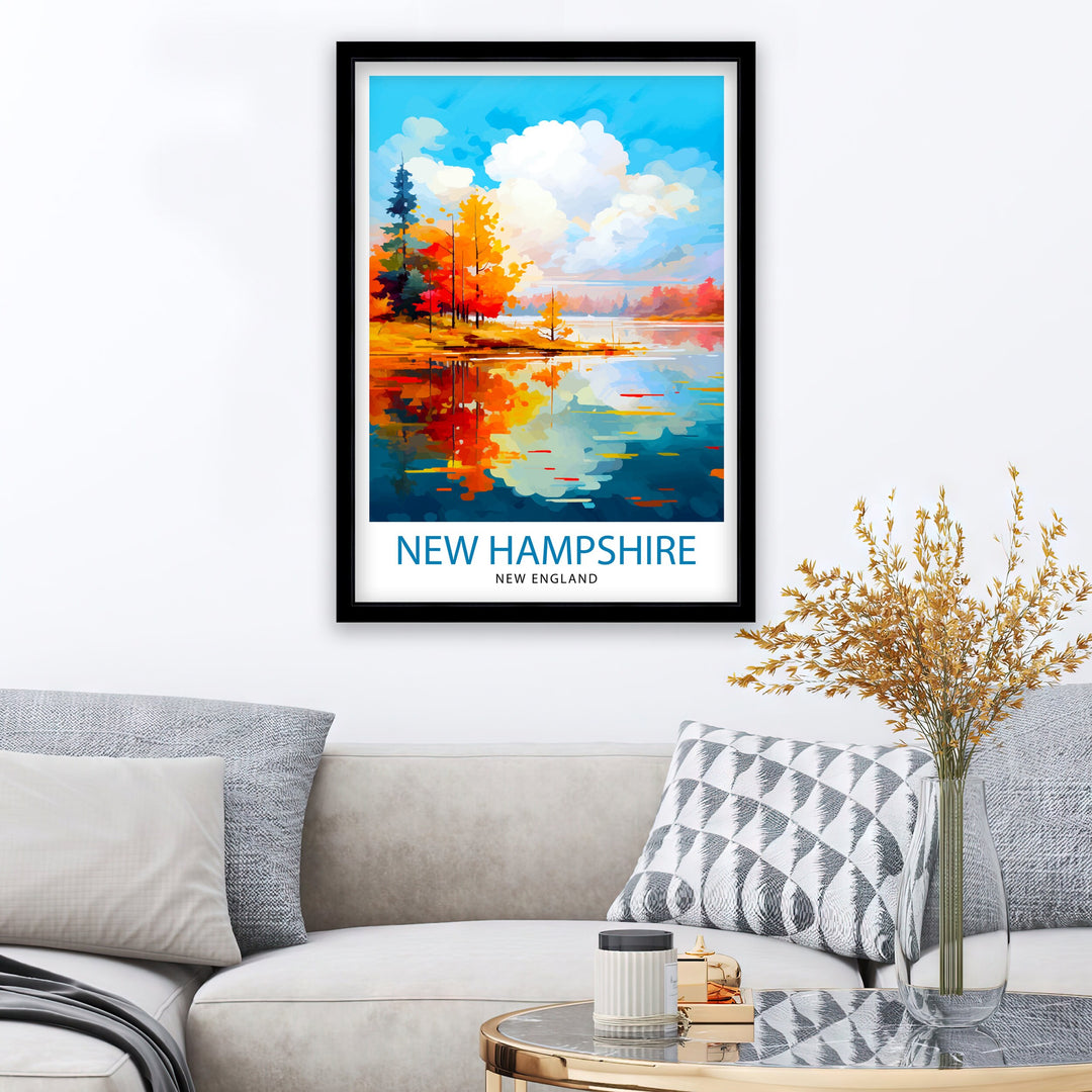 New Hampshire Travel Print Wall Decor Wall Art New Hampshire Wall Hanging Home Décor New Hampshire Gift Art Lovers USA Art Lover Gift Print