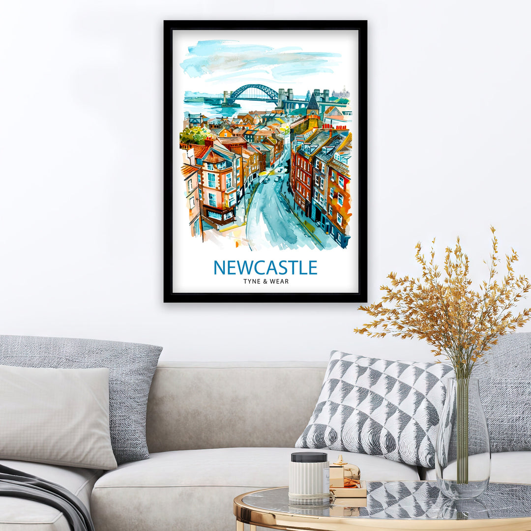 Newcastle Travel Print Wall Decor Wall Art Newcastle Wall Hanging Home Décor Newcastle Gift Art Lovers UK Art Lover Gift Print Art