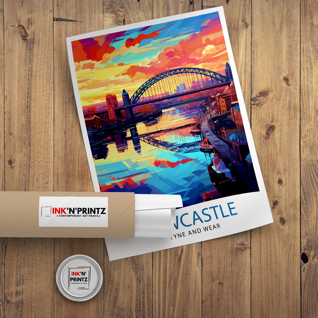 Newcastle upon Tyne Travel Print Newcastle Wall Decor Newcastle Poster England Travel Prints Newcastle Art Print Newcastle Illustration