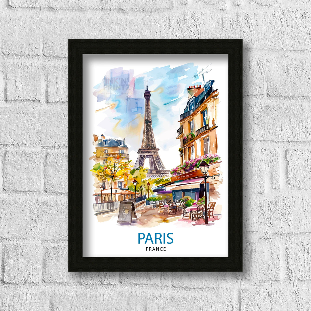 Paris France Travel Print Paris Wall Art Eiffel Tower Art France Travel Poster Paris Home Decor French Illustration Parisian Art Print