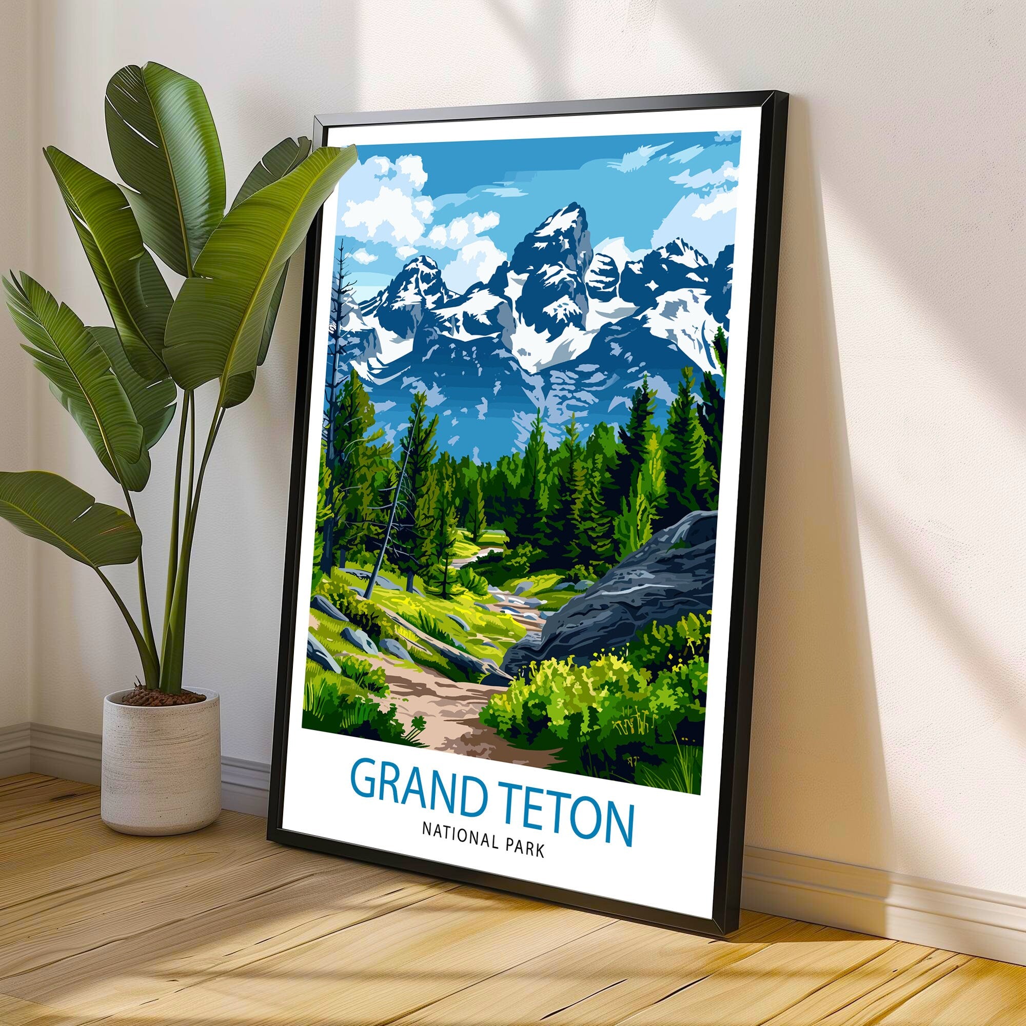 Grand Teton National Park Travel Print| Mountain Wall Art Wyoming Home Decor Nature Poster Adventure Gift