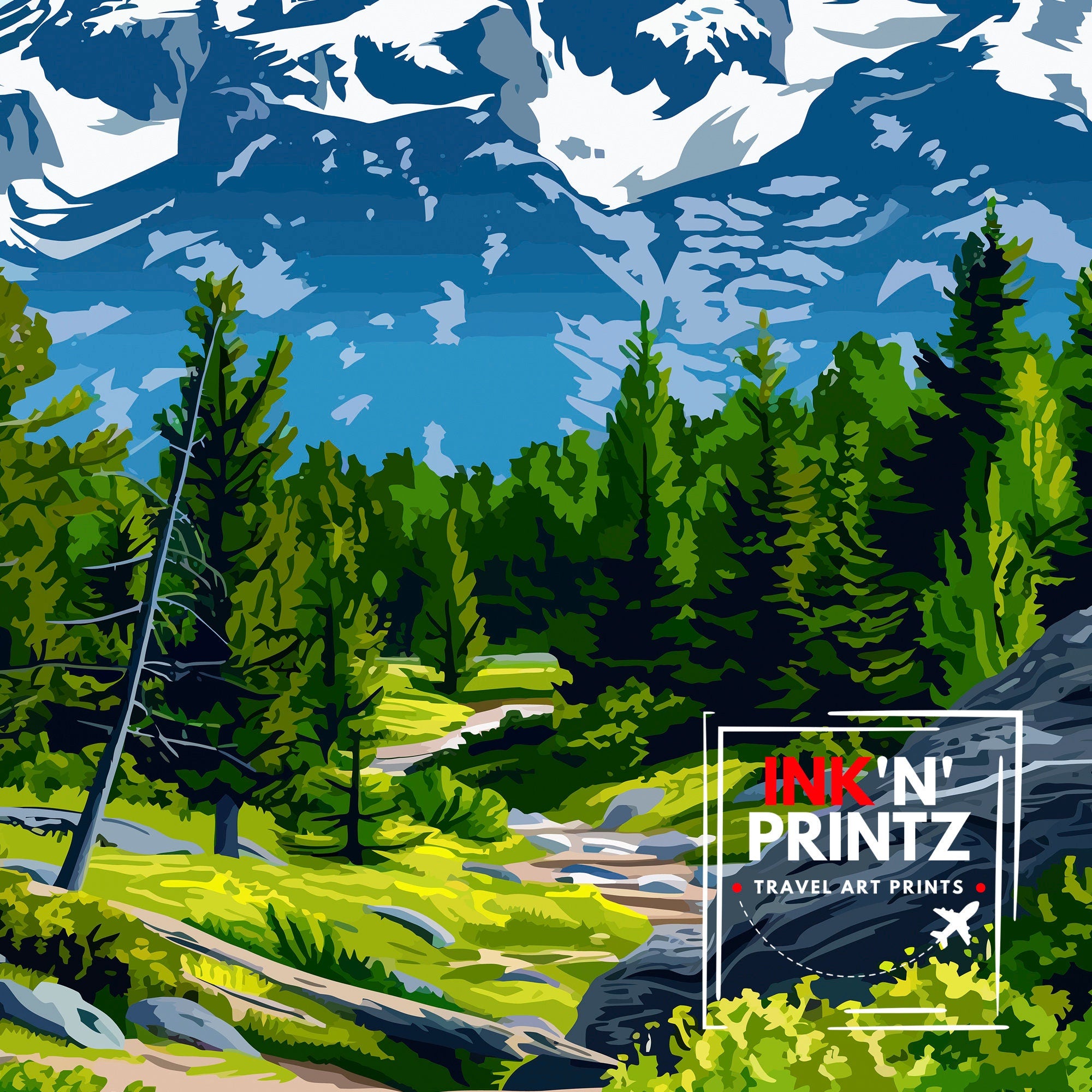 Grand Teton National Park Travel Print| Mountain Wall Art Wyoming Home Decor Nature Poster Adventure Gift