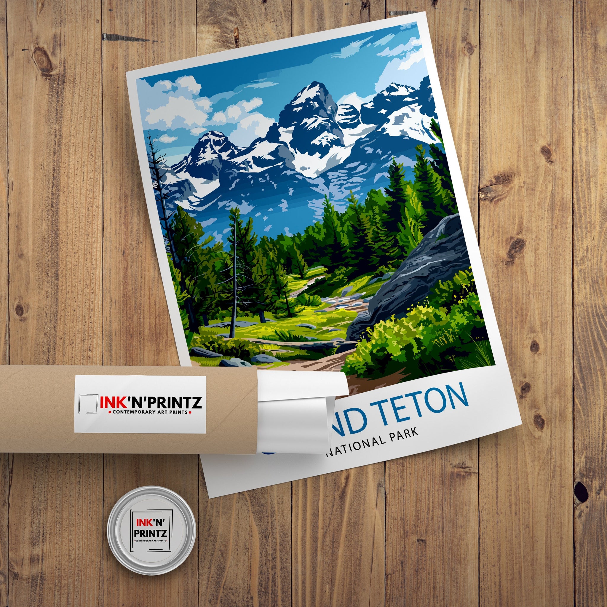 Grand Teton National Park Travel Print| Mountain Wall Art Wyoming Home Decor Nature Poster Adventure Gift