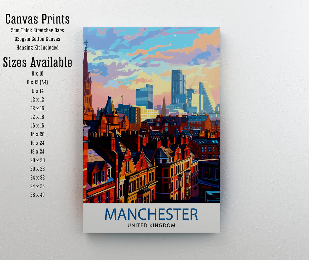 Manchester Travel Poster Manchester Wall Art Manchester Cityscape Travel Poster Home Decor Gift for Travelers