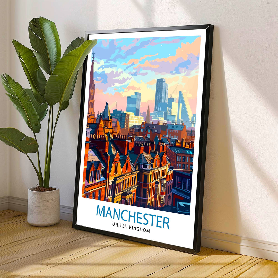 Manchester Travel Poster Manchester Wall Art Manchester Cityscape Travel Poster Home Decor Gift for Travelers