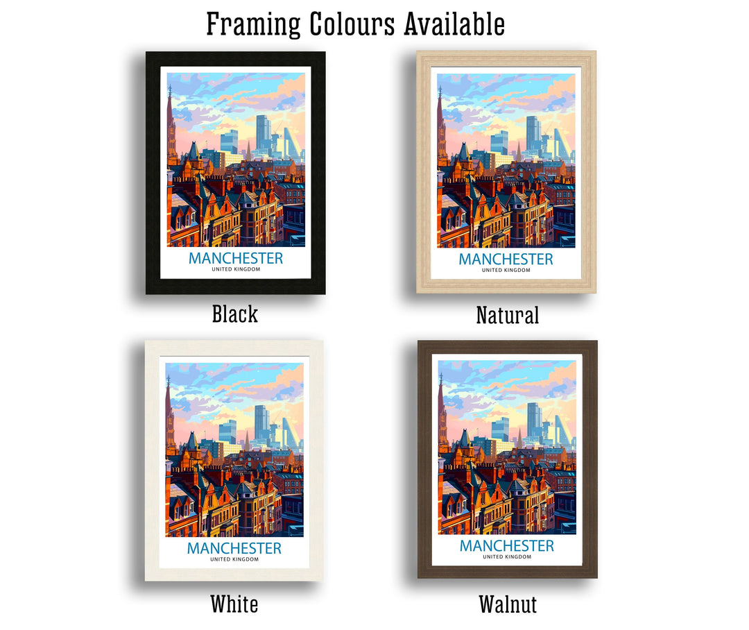 Manchester Travel Poster Manchester Wall Art Manchester Cityscape Travel Poster Home Decor Gift for Travelers