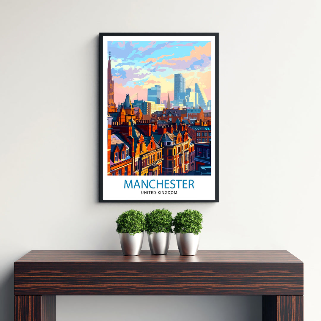 Manchester Travel Poster Manchester Wall Art Manchester Cityscape Travel Poster Home Decor Gift for Travelers