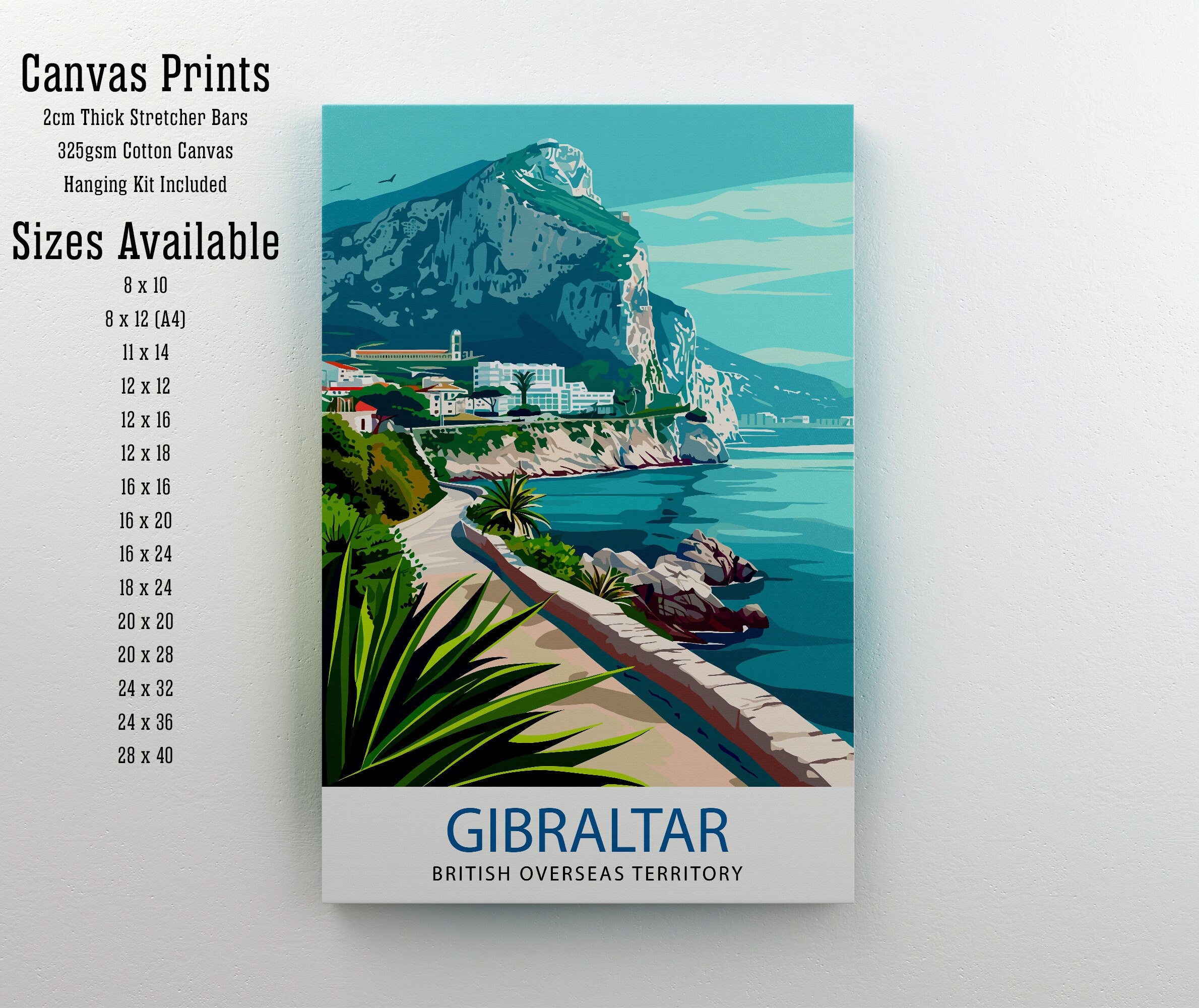 Gibraltar Travel Print Wall Decor Wall Art Gibraltar Wall Hanging Home Décor Gibraltar Gift Art Lovers UK Art Lover Gift Print Art