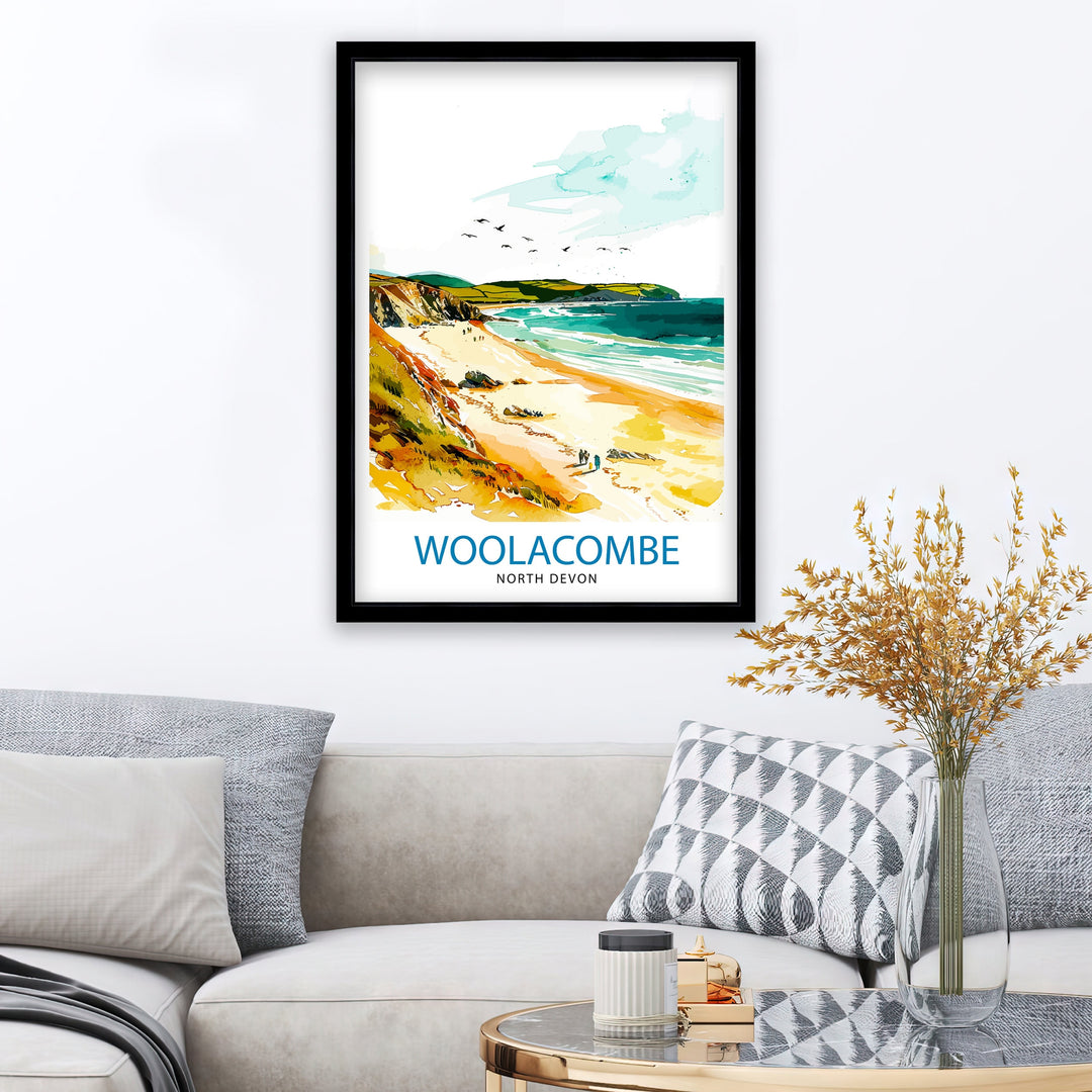 Woolacombe North Devon Travel Print Wall Decor Wall Art Woolacombe Wall Hanging Home Décor Woolacombe Gift Art Lovers UK Art Lover Gift