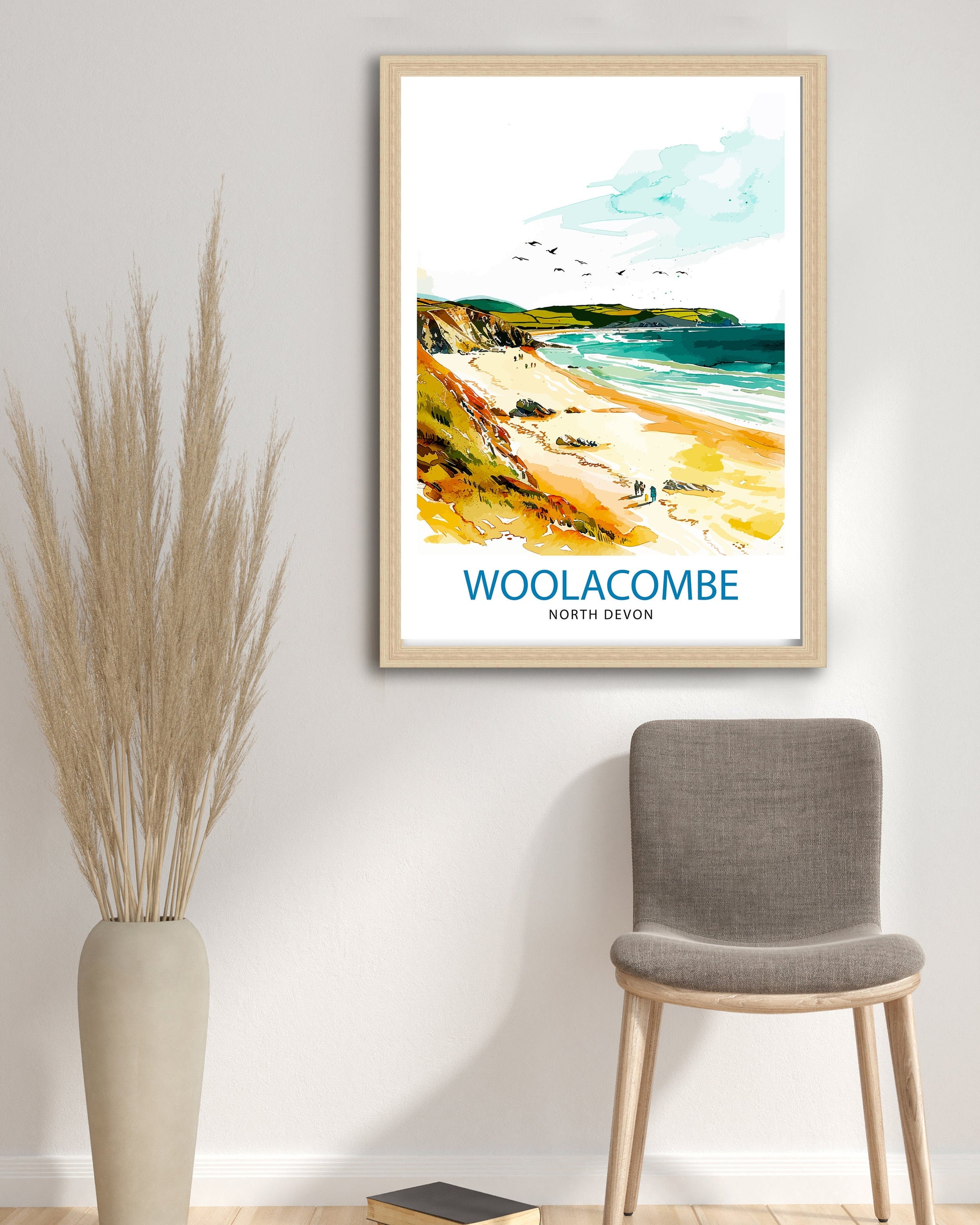 Woolacombe North Devon Travel Print Wall Decor Wall Art Woolacombe Wall Hanging Home Décor Woolacombe Gift Art Lovers UK Art Lover Gift