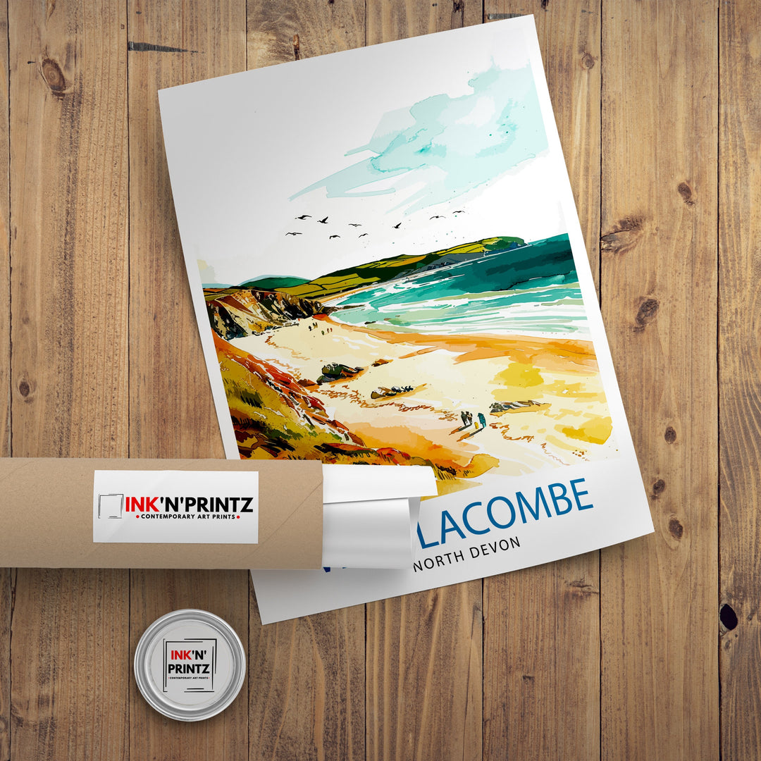 Woolacombe North Devon Travel Print Wall Decor Wall Art Woolacombe Wall Hanging Home Décor Woolacombe Gift Art Lovers UK Art Lover Gift