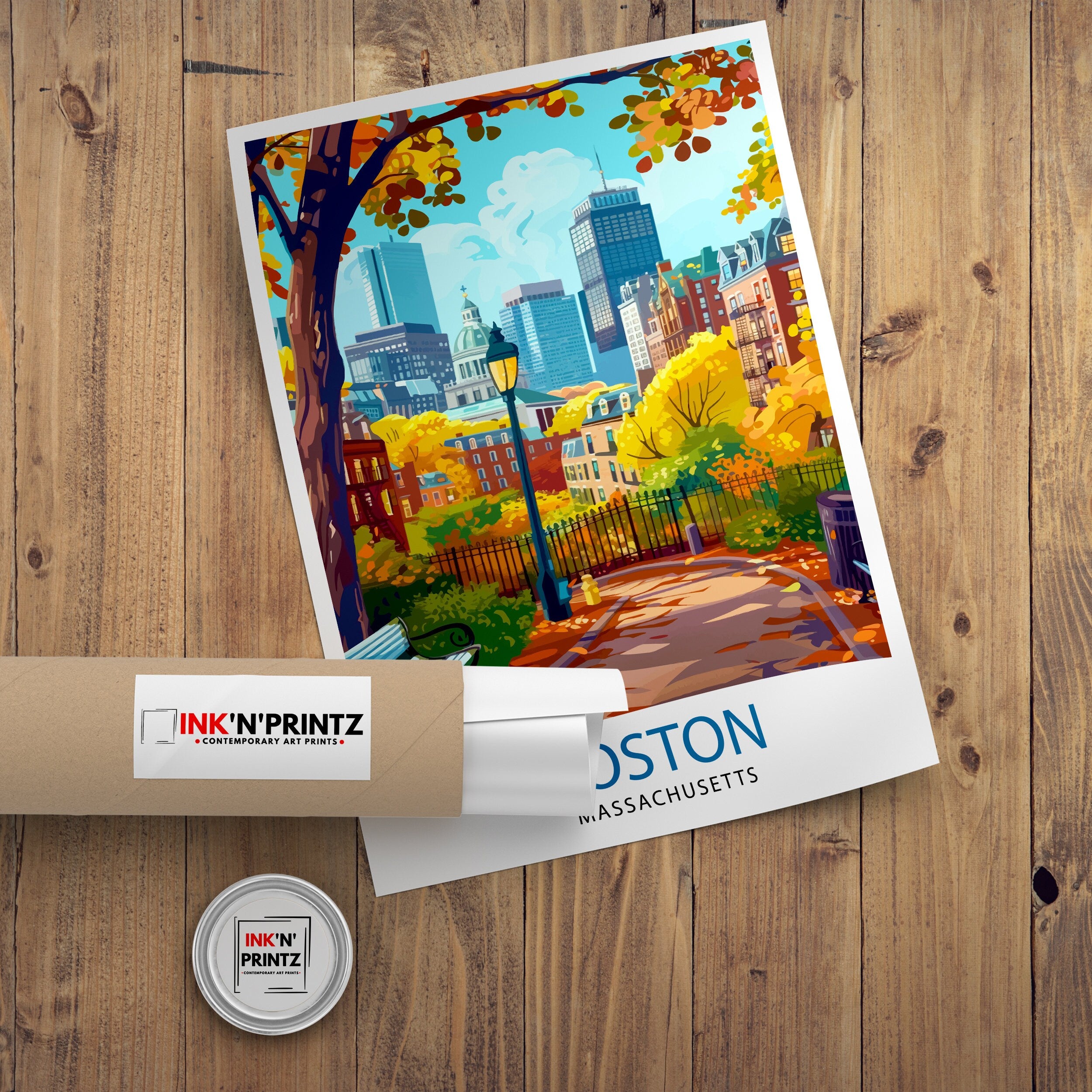 Boston Massachusetts Travel Print Wall Decor Wall Art Boston Wall Hanging Home Décor Boston Gift Art Lovers Massachusetts Art Lover Gift