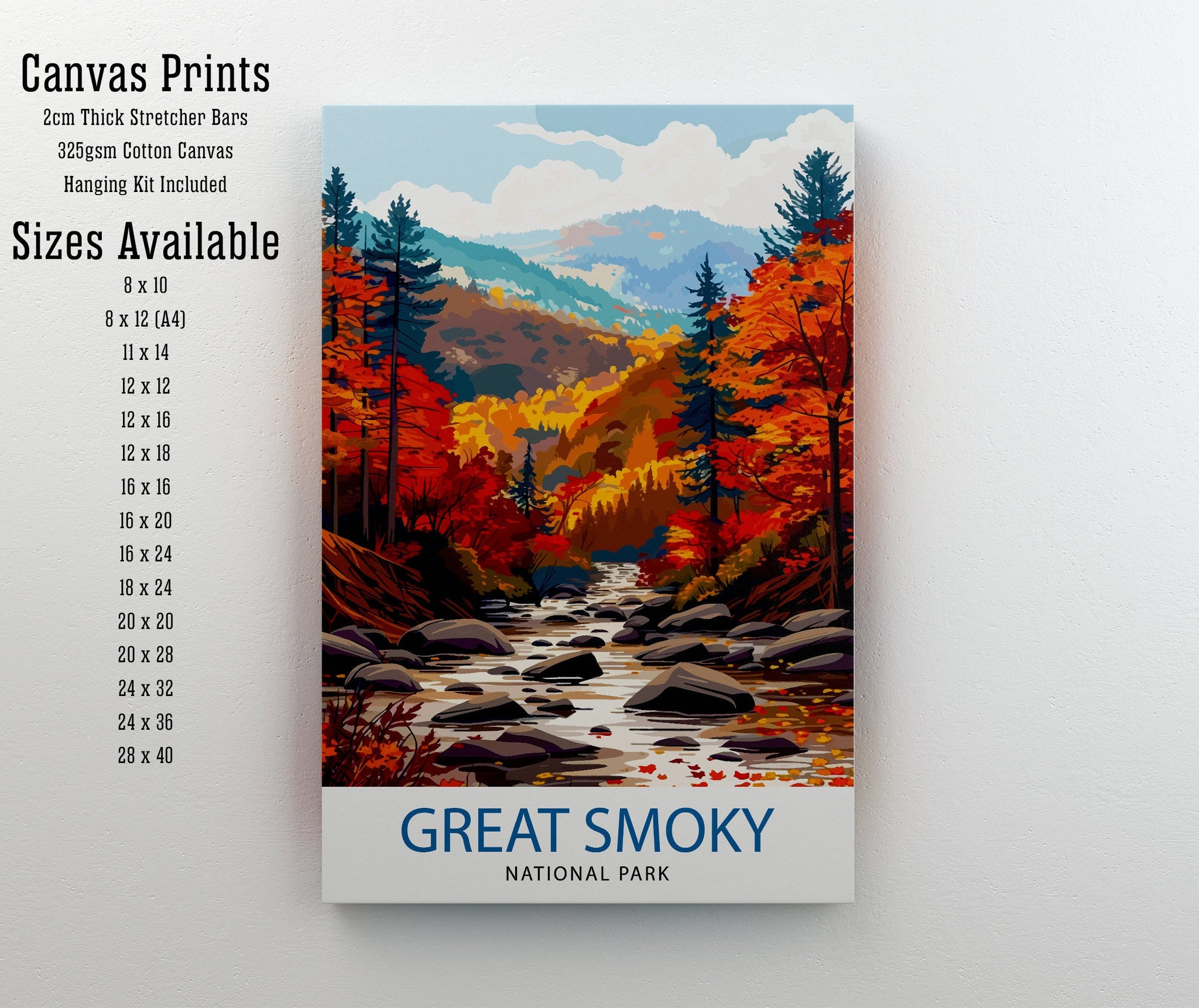 Great Smoky Mountains National Park Travel Print Wall Decor Wall Art Great Smoky Mountains Wall Hanging Home Décor Great Smoky