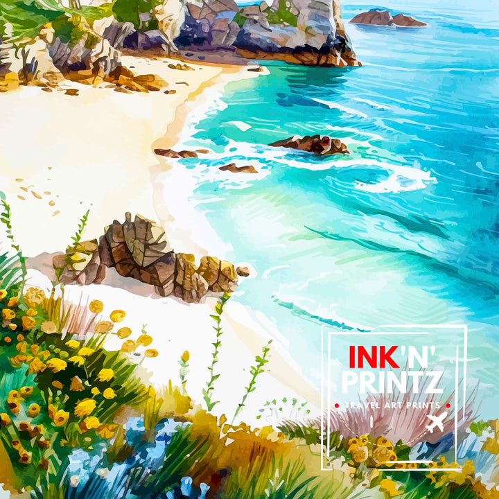 Porthcurno Cornwall Travel Poster