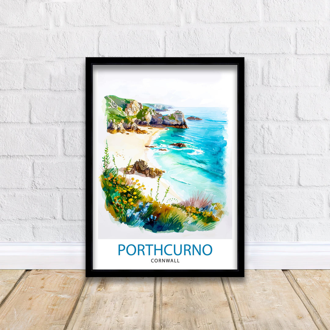 Porthcurno Cornwall Travel Print Wall Decor Wall Art Porthcurno Wall Hanging Home Décor Porthcurno Gift Art Lovers Cornwall Art Lover Gift