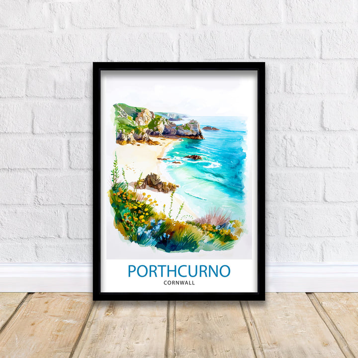 Porthcurno Cornwall Travel Poster