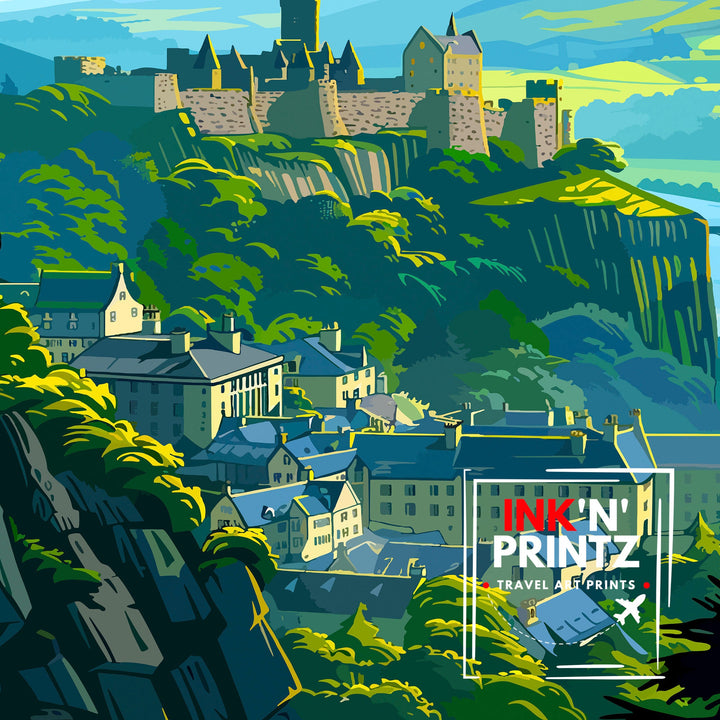 Stirling Scotland Poster Historic City Art Scottish Landmarks Poster Stirling Castle