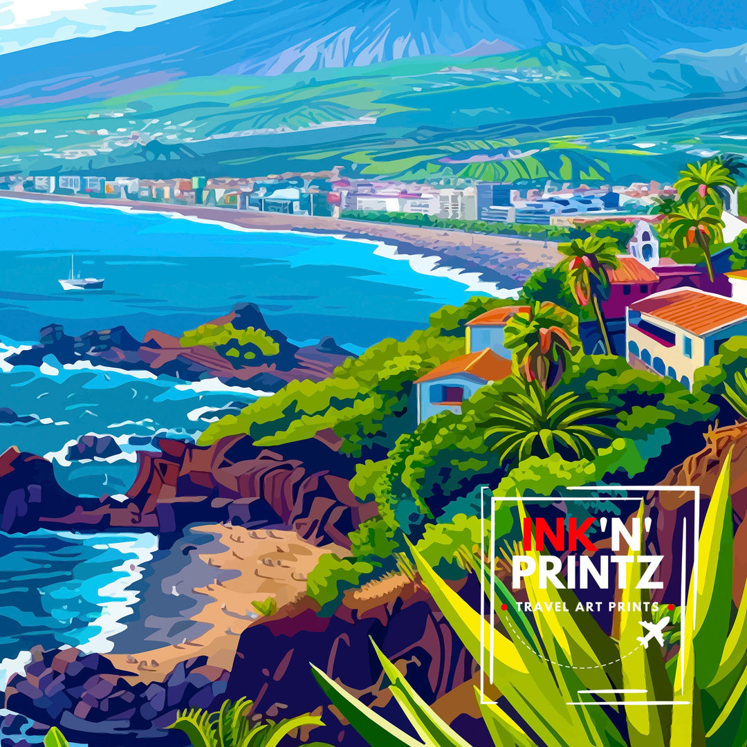 Tenerife Spain Travel Print Tenerife Wall Decor Tenerife Home Living Decor Tenerife Illustration Travel Poster Gift For Tenerife Spain Home