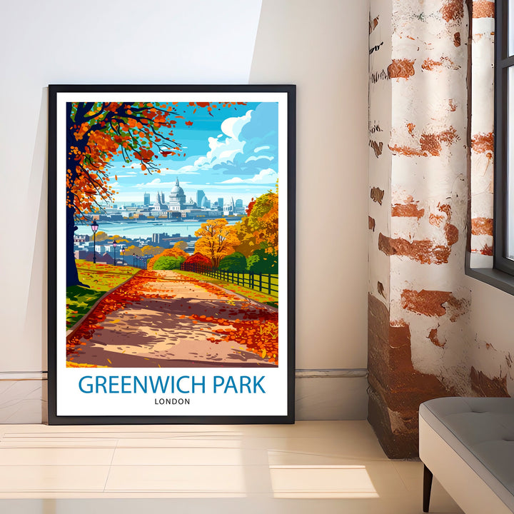 Greenwich Park London Travel Poster