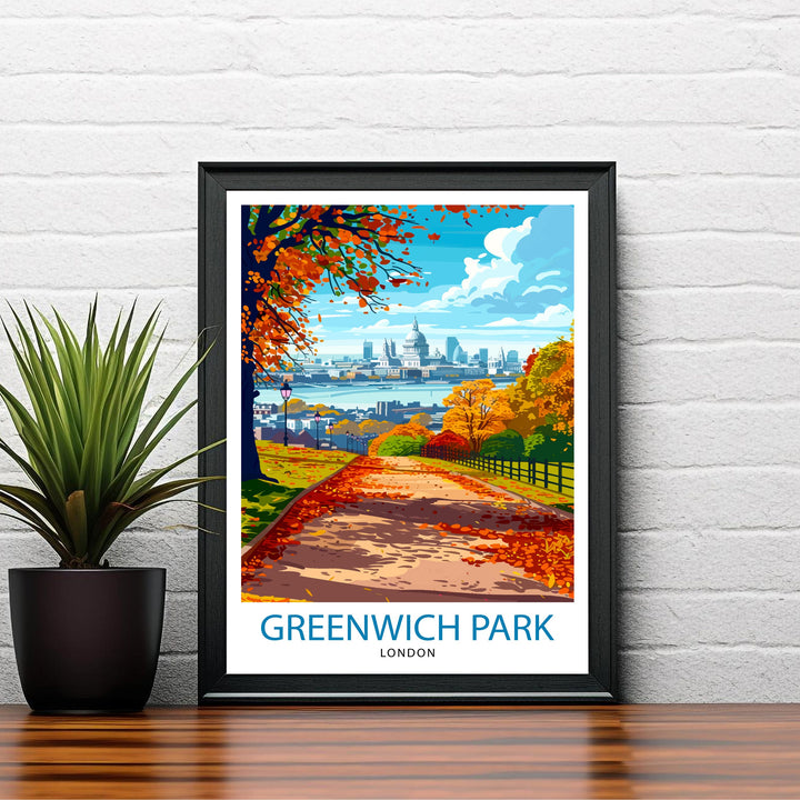 Greenwich Park London Travel Poster