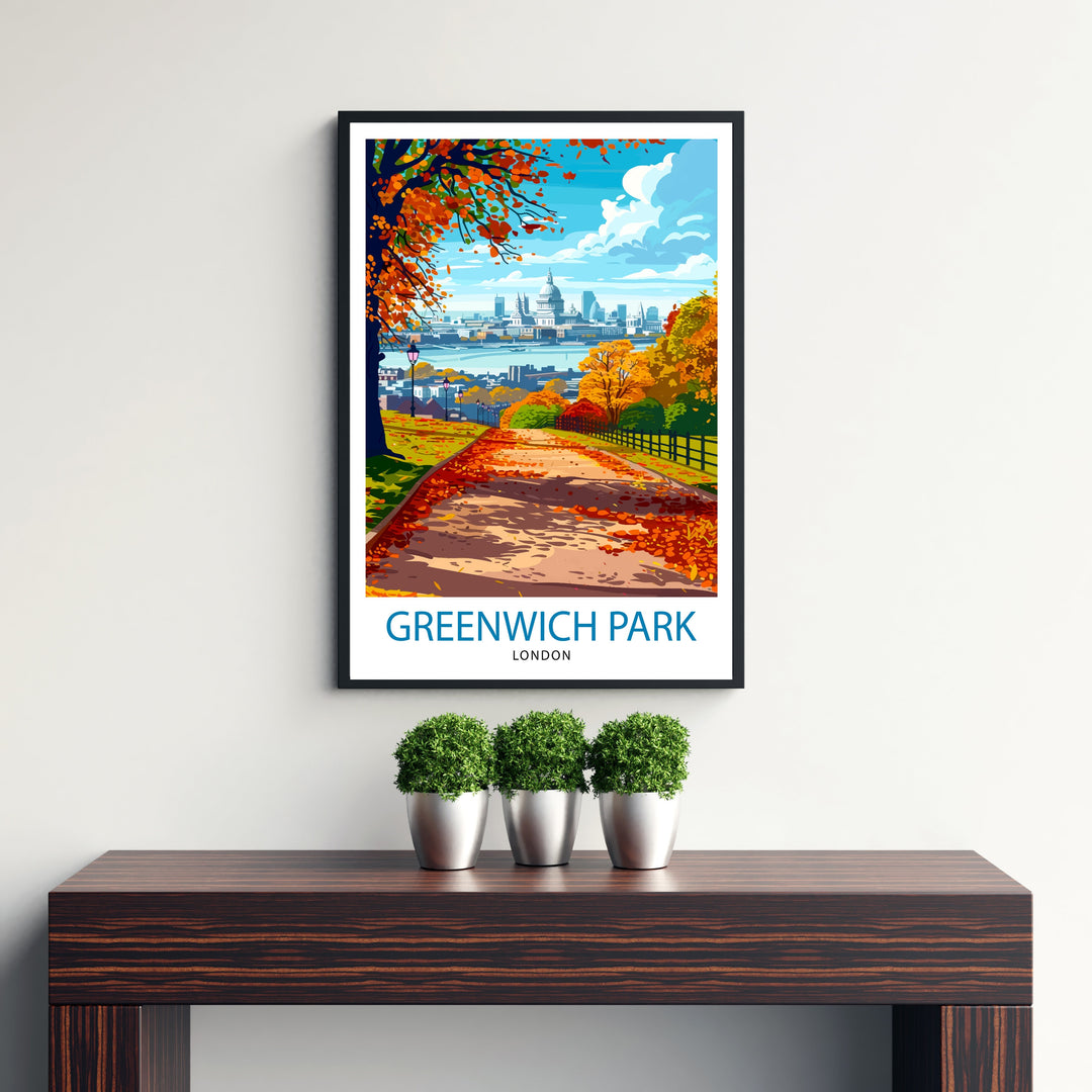 Greenwich Park London Travel Poster