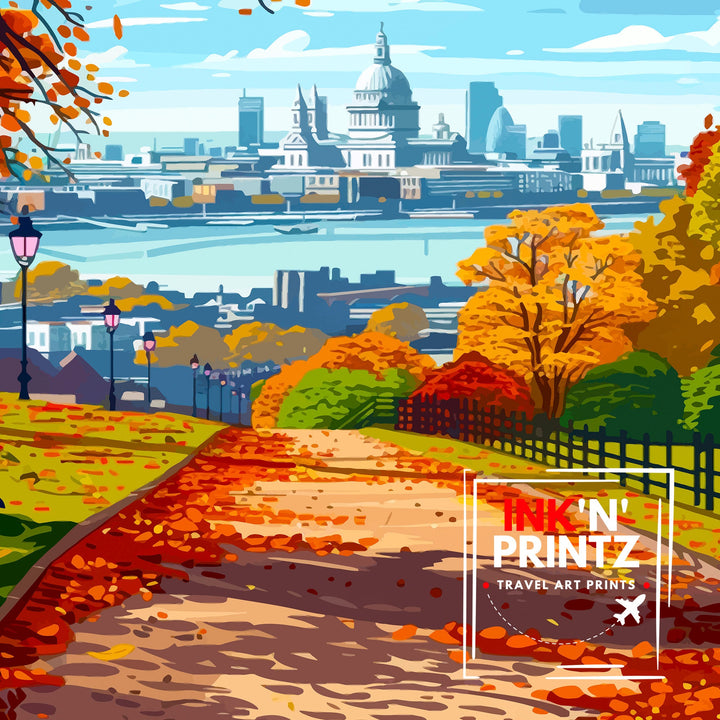 Greenwich Park London Travel Poster