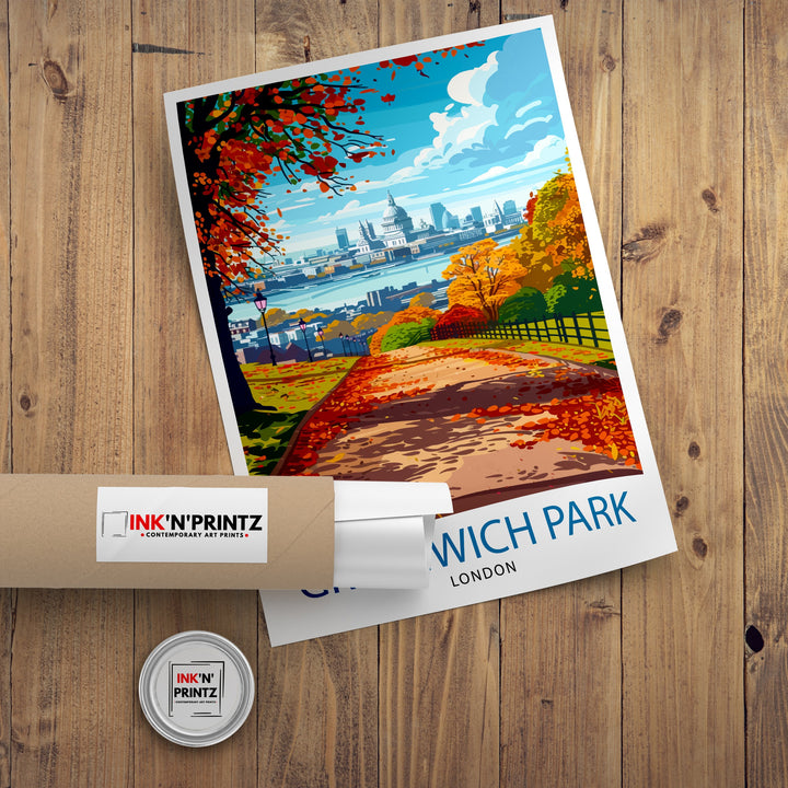 Greenwich Park London Travel Poster