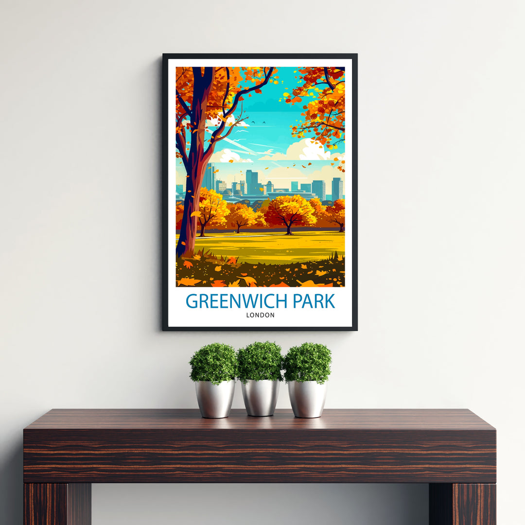 Greenwich Park London Travel Poster