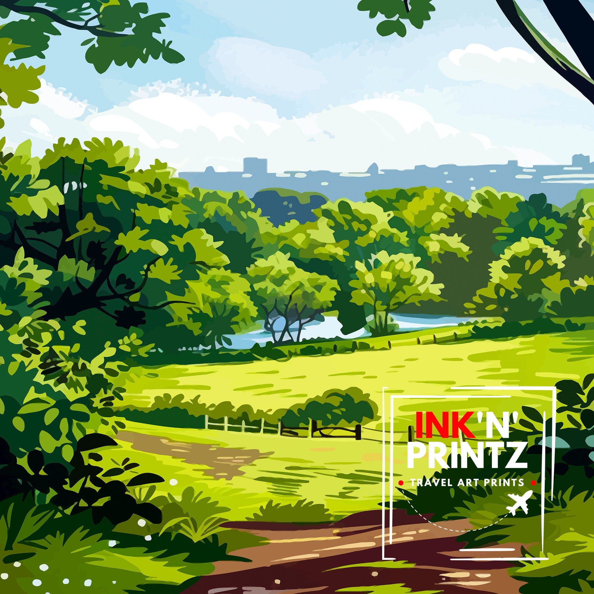 Hampstead Heath London Travel Poster