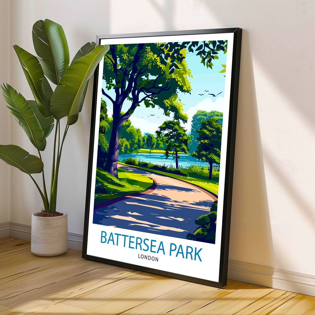 Battersea Park London Travel Poster