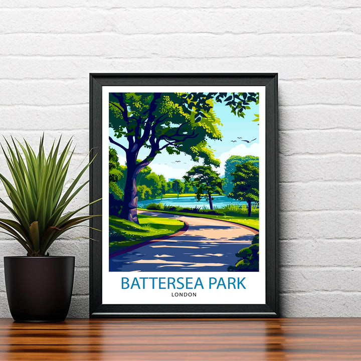 Battersea Park London Travel Poster