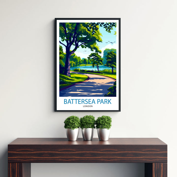 Battersea Park London Travel Poster