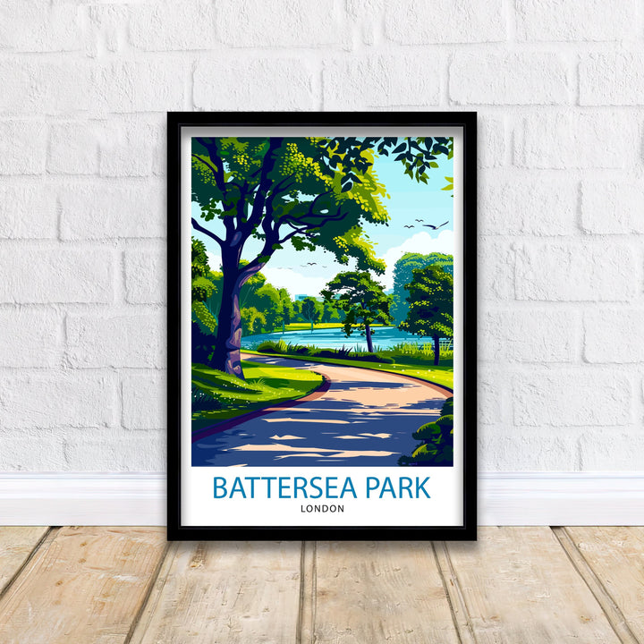 Battersea Park London Travel Poster