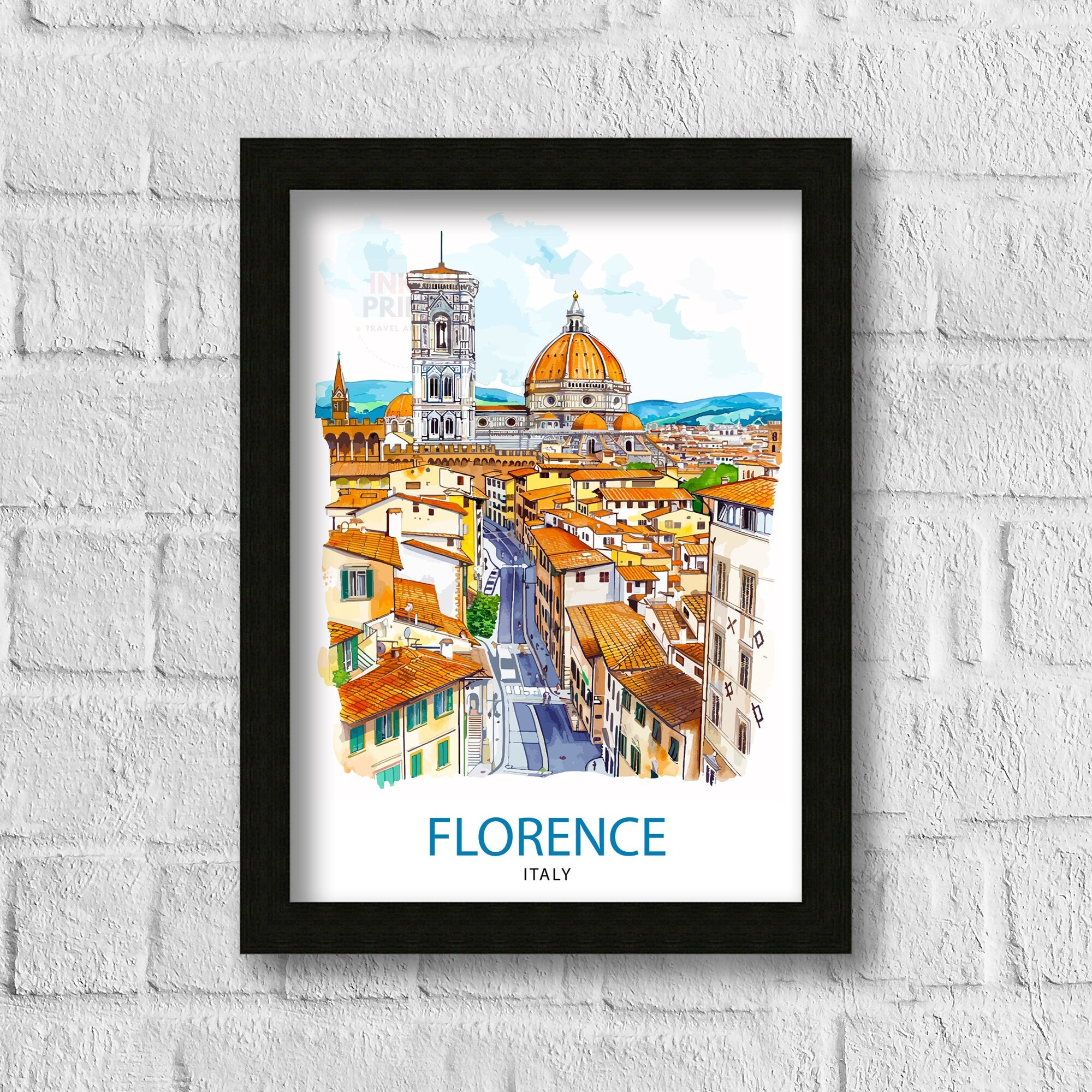 Florence Italy Travel Print Florence Wall Decor Florence Home Living Decor Florence Italy Illustration Travel Poster Gift for Florence