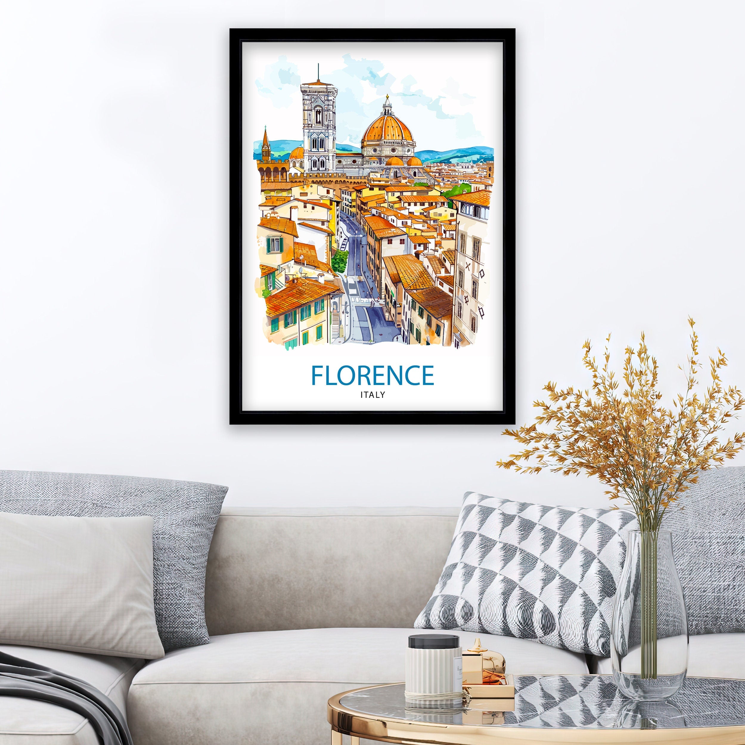 Florence Italy Travel Print Florence Wall Decor Florence Home Living Decor Florence Italy Illustration Travel Poster Gift for Florence