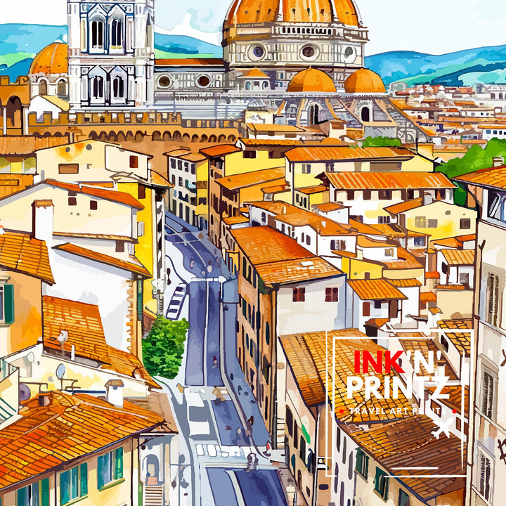 Florence Italy Travel Print Florence Wall Decor Florence Home Living Decor Florence Italy Illustration Travel Poster Gift for Florence