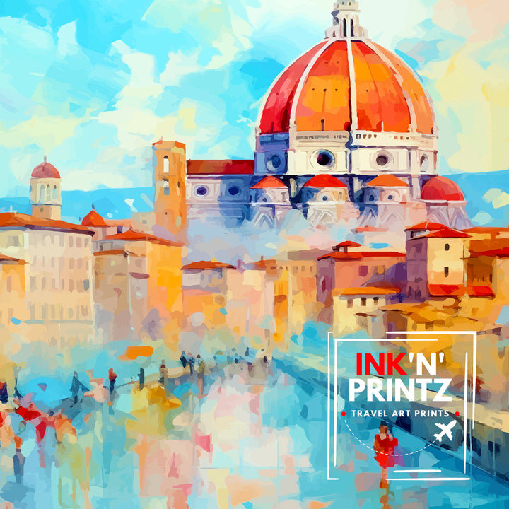 Florence Italy Travel Print Florence Wall Decor Florence Home Living Decor Florence Italy Illustration Travel Poster Gift for Florence