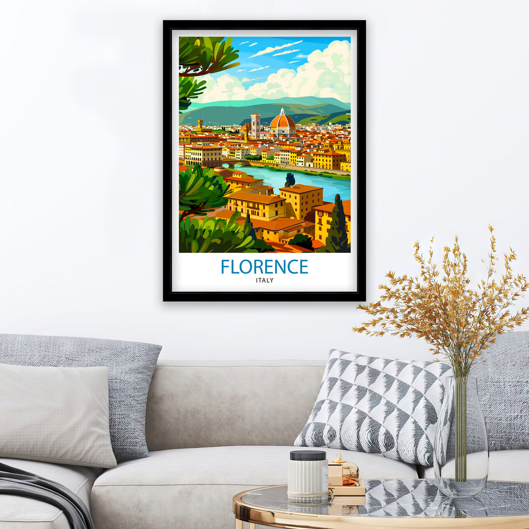 Florence Italy Travel Print Florence Wall Decor Florence Home Living Decor Florence Italy Illustration Travel Poster Gift for Florence