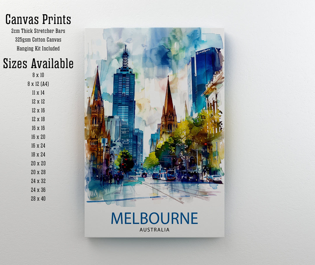 Melbourne Australia Travel Poster Melbourne Cityscape