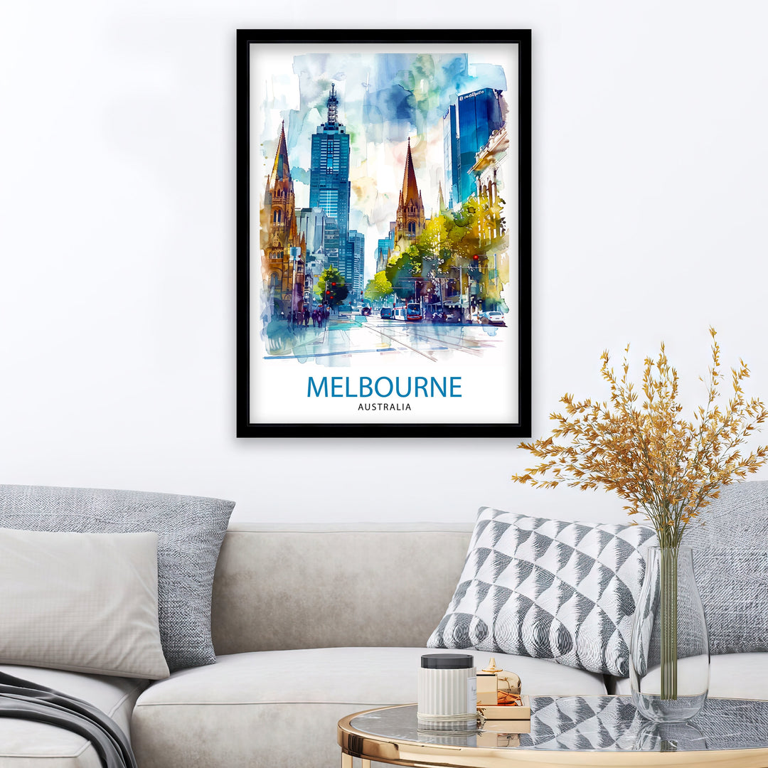 Melbourne Australia Travel Print Melbourne Cityscape Wall Decor Melbourne Poster Australia Travel Prints Melbourne Art Print Melbourne